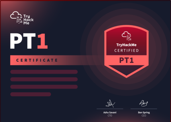 Tryhackme TryHackMe PT1 Certification in Bangladesh – Subscriptions Mart BD